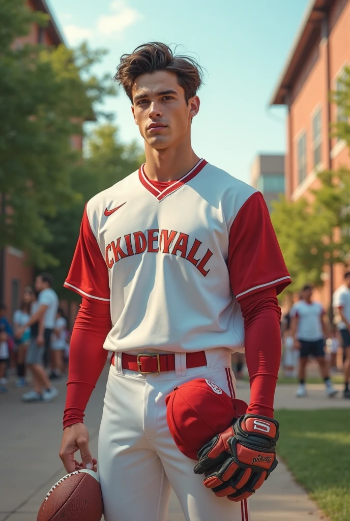 RAW photo, (male), 1boy, a photograph of jeremy_penn standing (varsity jacket shirt and shorts), <lora:Jeremy_Penn-09:1>, 8k uhd, dslr, soft lighting, high quality, film grain, Fujifilm XT3