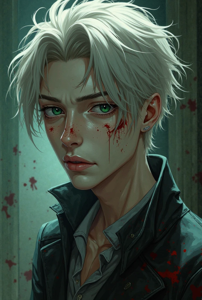 Handsome vampire teenager,(Full body like:1.4),Open your mouth,the bats,long canine teeth,There is blood on the teeth,long whitr hair,(blood stains at the corners of the mouth:1.4),the background is clean,solid color backdrop,shadowing,Blood,depth of fields,dynamic blur,high light,Real light,Ray traching,oc rendered,Hyper-realistic,best qualtiy,8K,Works of masters,super-fine,Detailed pubic hair,Correct anatomy,sharp focus on eyes,Bokeh,Facial features are carefully depicted