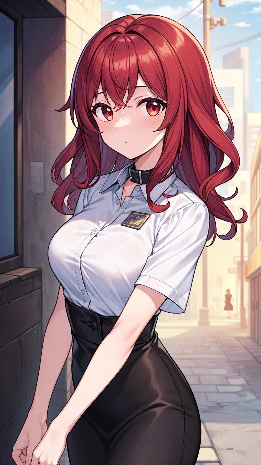 Beautiful anime girl, young, police lookbook, close up