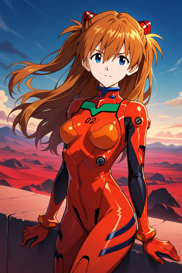 masterpiece, best quality, 1girl, looking at viewer, ultra detailed, <lora:add_detail:0.5>, hidden waterfall, secluded oasis, untouched beauty, serenity, <lora:yamashita_toshinari_FW:1> , <lora:asukaLangleySoryuEVA_asuka:1>, ASUKA RED_BODYSUIT, ass