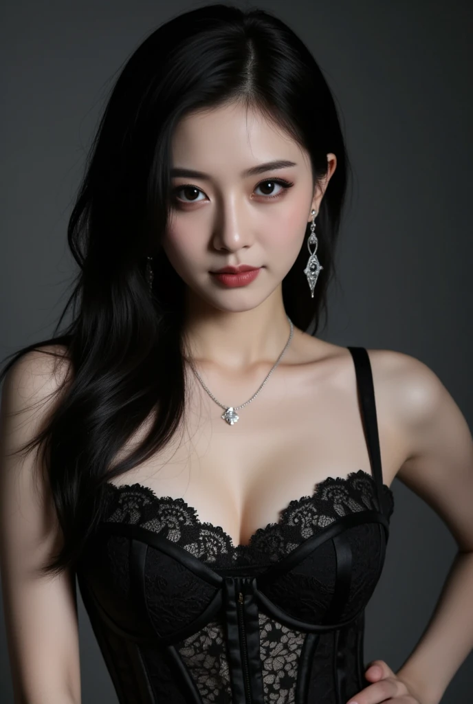 8K, masterpiece, original photo, best quality, lifelike, Extremely detailed CG unified 8k wallpaper, Depth of Field, Light, 镜头Light晕, Light线追踪, (extremely beautiful face, Beautiful lips, beautiful eyes), complex and detailed face, ((ultrafine leather,White skin,Very white skin)) 1 girl, in the darkness, Deep Shadows,
Beautiful Central Asian girl with thick eyebrows and deep eyes, 1 girl, (Very slim and slender body:1.9), ((looking at camera)), (Blurred background), (no one in the background:1.3), Beautiful large hanging earrings, bracelet, (Very big and long pendant,Length reaches chest position), Clear eyes, (Pale skin), (big eyes),(Slightly larger breasts,Bust size is at least 34E:1.5) (Surrealism, Gaze at the viewer), (Sexy Panting:1.5), (high resolution), (8K), (Very detailed), (皮膚有油Light:0.8) Full body shooting:1.3
((Black low-cut seamless lace underwear,The material is cotton,Showing deep cleavage:1.7)), ((Sitting on a small stool and showing sexy legs:1.5)) ,((Close your eyes,lips open,frown:1.8))(Open your mouth and shout:1.6) ((Screams of pain:1.2)) frown呻吟:1.5
((Large wavy curls,hair very long:1.8)) ((Short skirt,The material of the skirt is silk protein fiber:1.3)) ((lean back:1.5))