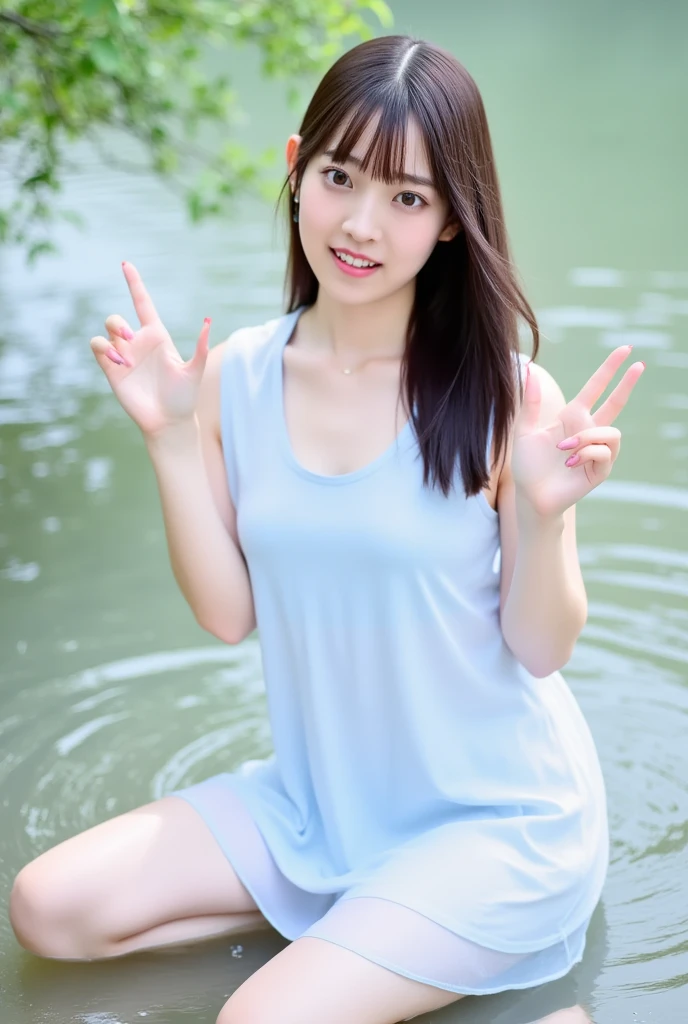 ,Smile,{{Best Quality}}, {{super detailed}},One girl,Downturned eyes,G Cup Breasts,drooping eyes ,Cute girl with black bob cut hairstyle and white marble glowing skin,11 years old,Cute Girl,Oval face shape ,slender,The whole body got wet,Hair got wet,bloodshot eyes,a sultry,Detailed portrait of the perfect lovely girl, slim, Face , Futuristic , Teen, kwak ji young, Dreamy, Black eyes, Cinematic lighting, Innocent, Highly detailed, Sharp Focus, Smooth, art stations, Convoluted,Ballet dancer ,awardwinning, Pure aura, Anime, Highly detailed CG Unity 8k wallpaper of girl with perfect symmetrical confident face with black mid-cut hairstyle and blushing cheeks , taken by Canon EOS, Sigma Art Lens 28mm f4, ISO 200 Shutter Speed 2000