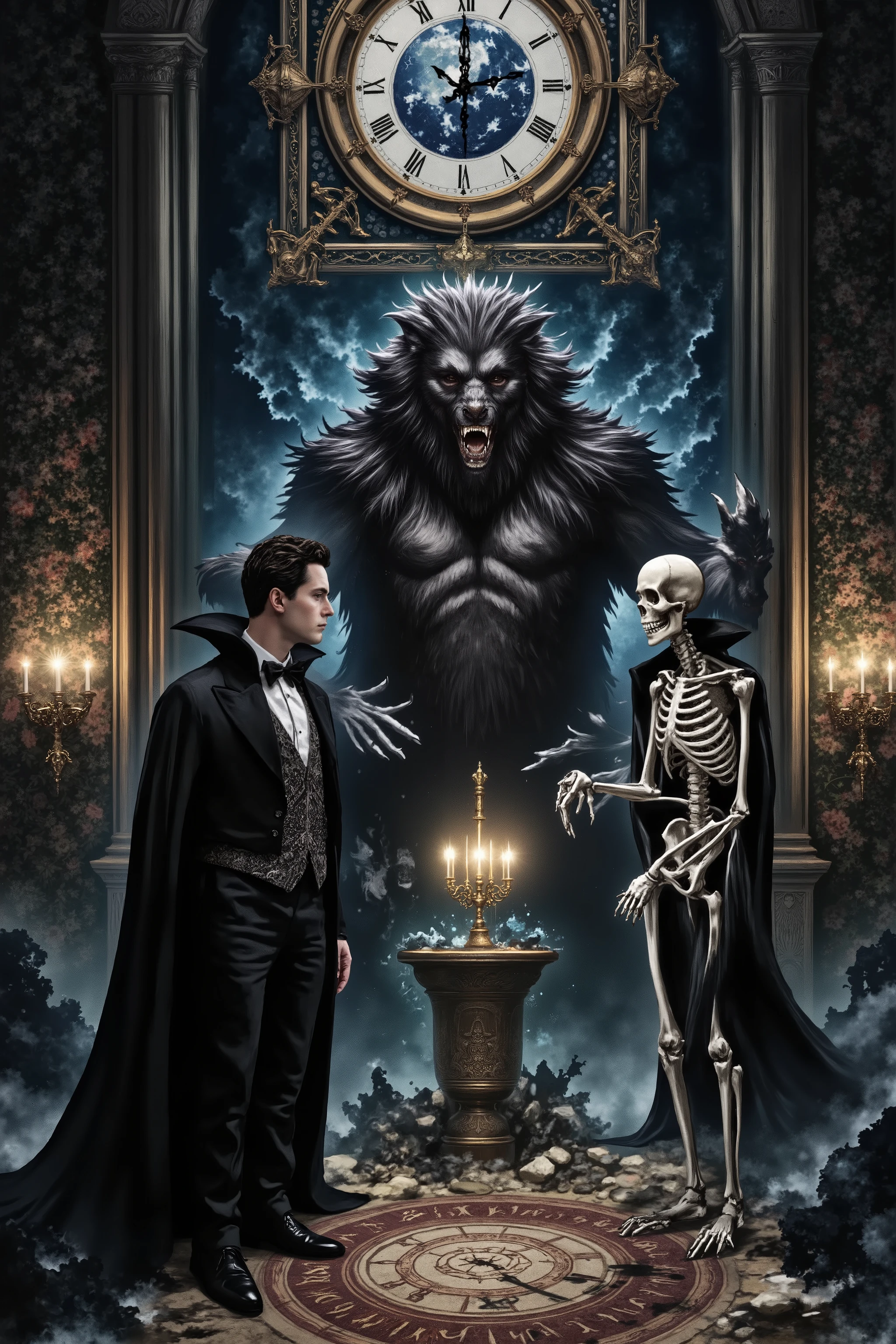 Dracula、Werewolf、Skeleton tripartite meeting
