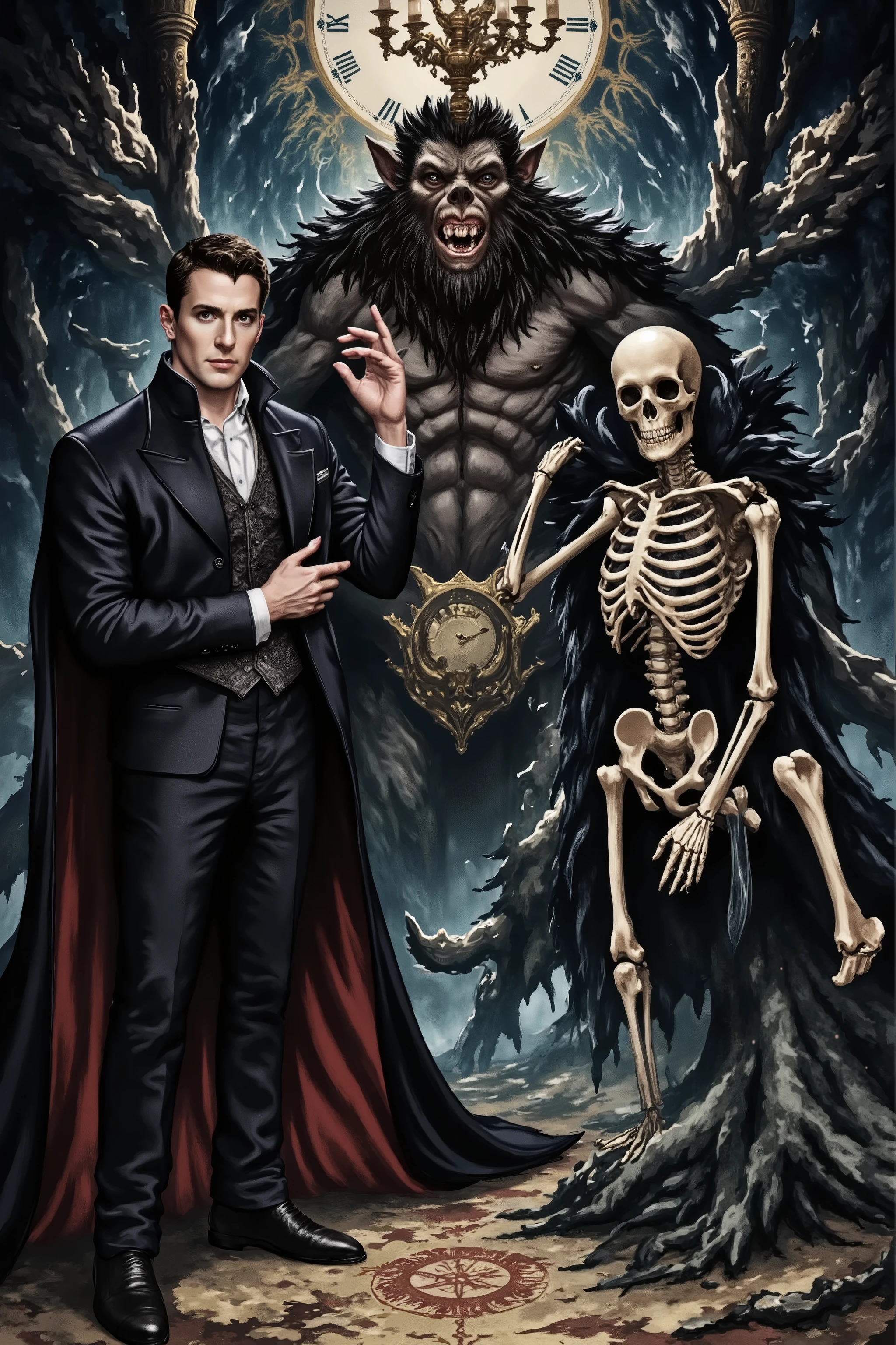 Dracula、Werewolf、Skeleton tripartite meeting