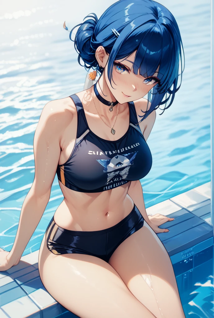A handsome short-haired loli cop wearing a bikini --auto --s2