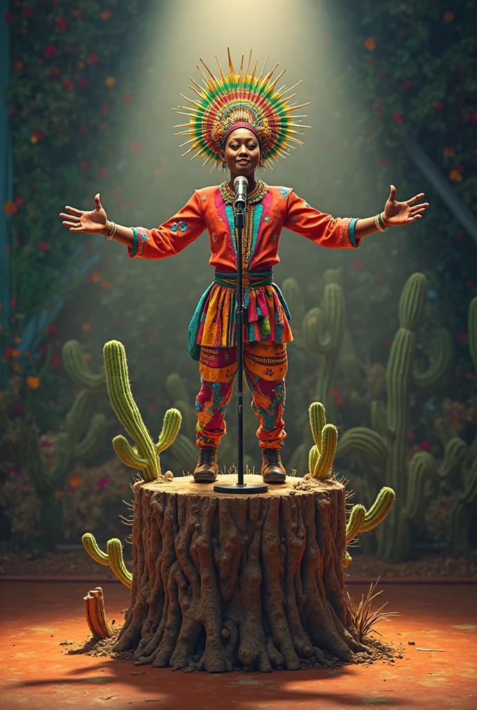 Imagine a setting of exuberant beauty, where nature meets spirituality. In this mystical environment, the Orixá Logun Edé, a deity of the Afro-Brazilian traditions, reveals himself in all his elegance and duality.
In the painting, highlight the imposing figure of Logun Edé in the foreground. He is depicted as a young and beautiful divine being, with a crown on his head and royal costumes adorned with colorful beads and feathers. His presence exudes an energy of power and grace.
Around Logun Edé, represent elements that symbolize your connection with nature and spirituality. Archery may be present, representing your skill as a hunter and warrior. Tropical birds, such as peacocks and macaws, can fly around you, symbolizing your connection to the animal kingdom. Lush flowers and plants may be present, evoking the abundance and fertility of nature.
On Logun Edé's face, he captures a serene and enigmatic expression. Her eyes convey a mixture of wisdom and curiosity, while her lips suggest a soft smile. Subtle details on your skin can evoke a divine luminosity, underscoring your sacred and powerful nature.
Use a rich and vibrant color palette to convey the energy and spirituality of Logun Edé. Shades of blue, yellow, green and red can predominate, creating an atmosphere of magic and mystery. Use detailed brushstrokes and subtle textures to portray the ornamental details and natural elements present in the figure of Logun Edé.