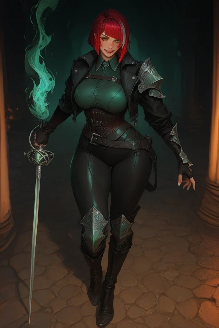 Very detailed 64k resolution, Unreal Engine 5, Mortal Kombat Scorpion style, Cartoon style, full body standing image of Princess Zelda cosplaying Scorpion, ninja hood and mask, black hair, yellow eyes, holding a katana attached with a chain, looking at the viewer, emanating an aura of fire around the body, in a macabre graveyard at night with full moon.