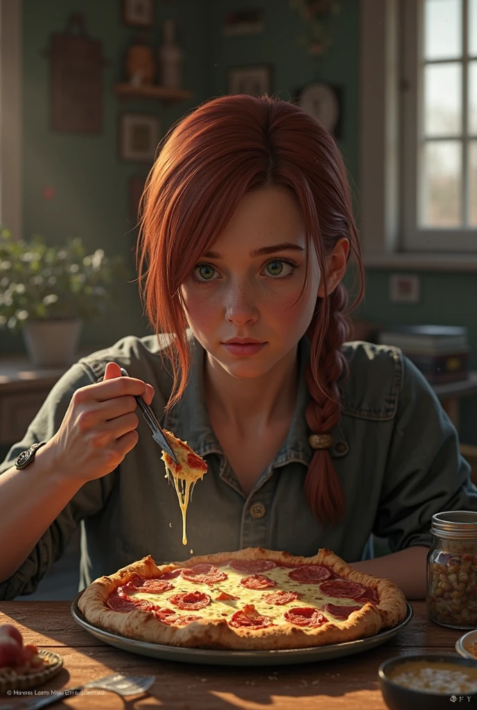 score_9_up, score_8_up, score_7_up, semi-realistic, beautiful photograph of Claire Redfield <lora:Claire_Redfield_Pony:1>, at a coffees tore, eating delicious croissants, seated at a table, she's wearing a red jacket and a blue shirt underneath, jeans, petite figure, happy face, ray-tracing, warm lighting. <lora:Bread:1>