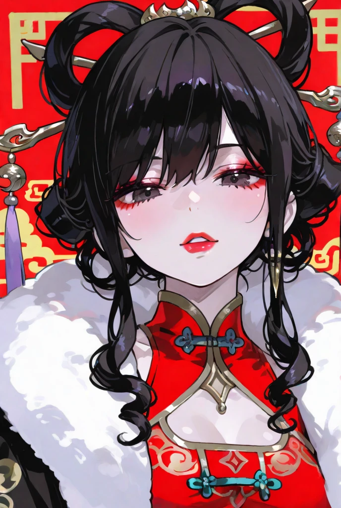 (hews art style:0.7), score_9, score_8_up, score_7_up, score_6_up, uncensored, yor briar, black hair, white hairband, red eyes, BREAK (masterpiece:1.2), best quality, high resolution, (beautiful detailed eyes:1.3), perfect lighting, (perfect hands, perfect anatomy), hearts, pleasured, large breast, dress, cleavage, flower, red_dress, bare_shoulders, smile, black_gloves, bridal_gauntlets, parted_lips, half-closed_eyes, lips, mole, blush, elbow_gloves, 