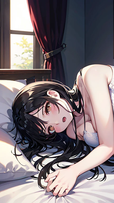 masterpiece,Female college student sleeping in bed,Bra and panties,night,Lights out,Eye mask,Sleeper train