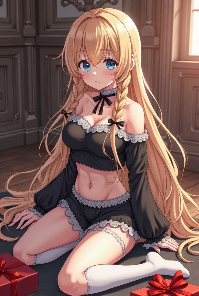 （（best qualtiy，8K，tmasterpiece：1.3）），1girll，ropes，Side shot：1.2，Beautiful woman's slender abs：1.3，（casual hair，：1.4），比基尼，inside in room，Super detailed face，Detailed eyes，二重まぶた，sexyposture，M legs，leg wide open，No ，Elaborate Eyes，thick leg，brassier，Lace