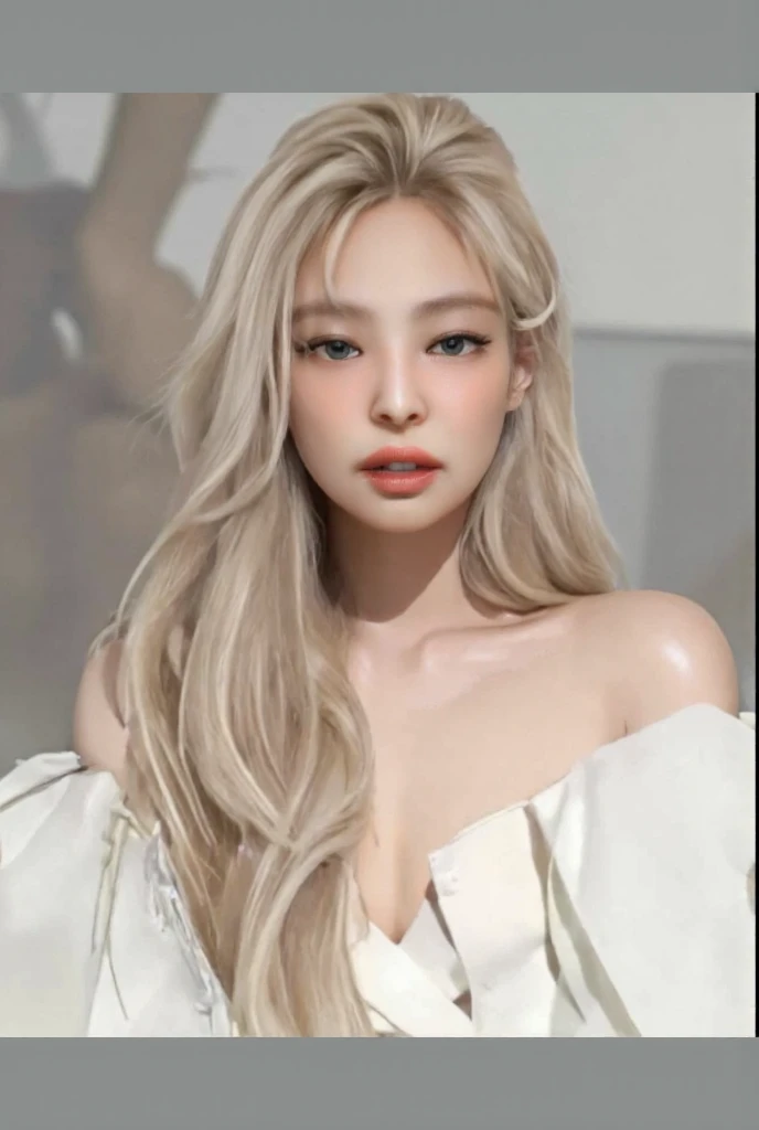 a close-up of a woman with long blond hair wearing a fur coat, beautiful south mulher korean, Asian with long hair, A girl with blonde hair, beautiful Asian, korean, mulher korean, extremely light blonde hair, gorgeous young mulher korean, Linda mulher Asian, long blonde hair and big eyes, perfect white haired girl, Beautiful blonde girl, Asian