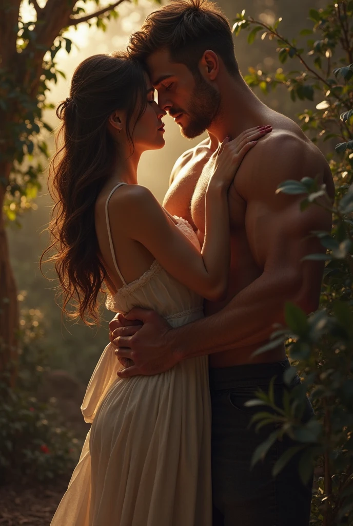 a beautiful naked woman with a handsome man