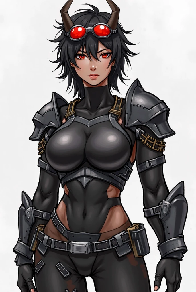 Bleach art style, junker queen Naked with armor dark fantasy 