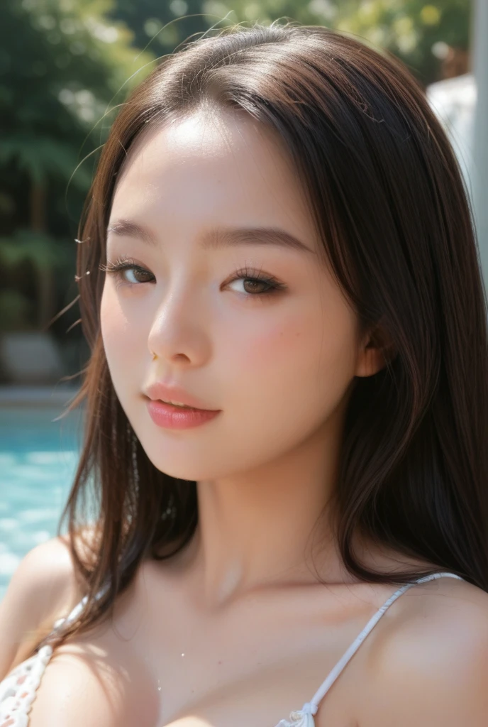 ((Realistic lighting、top-quality、8K、masterpiece:1.3))、Clear focus:1.2、nsfw:1.4,nudde:1.3、1girl in、perfectbodybeauty:1.4、Slim abs:1.1、dark-brown eyes、((dark brown hair、middlebreasts:1.2))、Slender face、Looking at the camera、(24 year old:1.3)、hyperdetailed face、A detailed eye、二重まぶた、a necklace、eye line、In the rainforest、