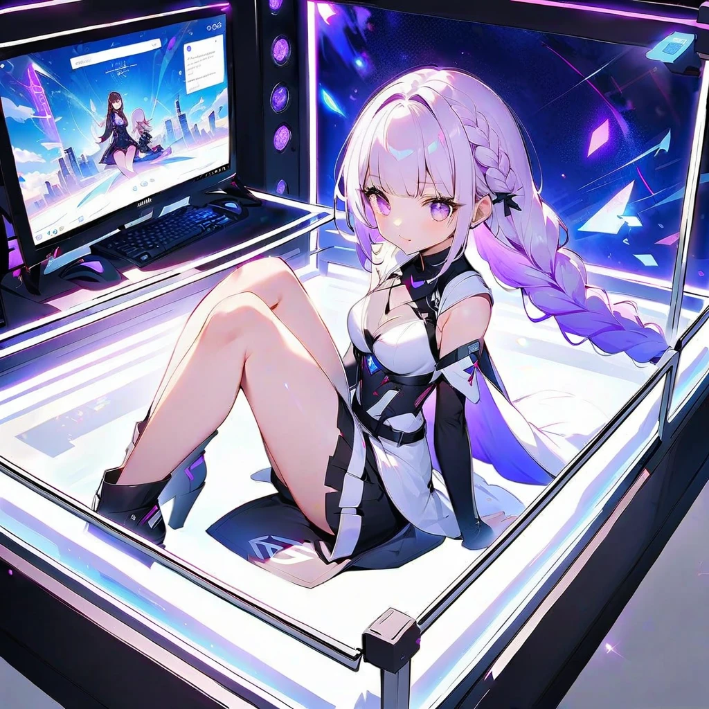 ((Best quality)), ((masterpiece)), (detailed:1.4), 3D, an image of a beautiful cyberpunk female,HDR (High Dynamic Range),Ray Tracing,NVIDIA RTX,Super-Resolution,Unreal 5,Subsurface scattering,PBR Texturing,Post-processing,Anisotropic Filtering,Depth-of-field,Maximum clarity and sharpness,Multi-layered textures,Albeo and Specular maps,Surface shading,Accurate simulation of light-material interaction,Perfect proportions,Octane Render,Two-ton lighting,Wide aperture,Low ISO,White balance,Rule of thirds,8K RAW,long braid on one side,wet panties,Take the floral panties,white panties,can saw a trace on my underwear vagina,Pink floral panties,two leg only, panties is very wet,The panties are so sheer you can see the pussy,(idle),Spread legs,can see the pussy from panties,black stockings,black garter belt,zoom in pussy,very huge breasts,Breasts as big as watermelons,tight legs,big labia majora pussy,Put hand on the genital area where you are wearing underwear,two women,big tits,There was another woman who was naked Another woman was wearing white lingerie with a floral pattern,very big breasts,big clitoris female genitalia, sci-fi shirt,pubic hair,There is a small tattoo above the genitals,Lace patterned panties,The pussy is dark in color,There is a lot of white hair on the pussy,There is sweat on the body,Pulling up panties to show her pussy,white color hair women,(white color panties),lots of white fur,Spread your legs and kneel,Both hands were tied with handcuffs,Tight underwear,lot of public hair
