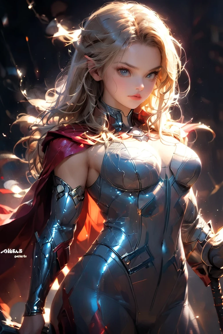 girl,Huge saggy breasts,arms, sword, armor, Keep arms, Keep, Keep sword, Solitary, Gloves, cape, red cape, full armor, helmet, Tear cape, Male focus, permanent, Luminescence, shoulder armor, Red Theme, Scapula, Chest plate, Tear clothes, Oil residue, crack, trumpet, knight, Tear, armored boots,Generate detailed and beautiful female human-machine hybrids, This tip gives a fascinating and detailed description of human hybrids, Show organic、Seamless integration of mechanical and cybernetic elements. Fighter jets should have advanced technology, Seamless integration with biometrics, The result is a powerful and visually stunning creature,Stimulate people's imagination. In this unique design,The balance between the natural world and cutting-edge technology, Strengthening the exoskeleton, Upper body huge breasts, Front view, Facing forward, Fighting Stance