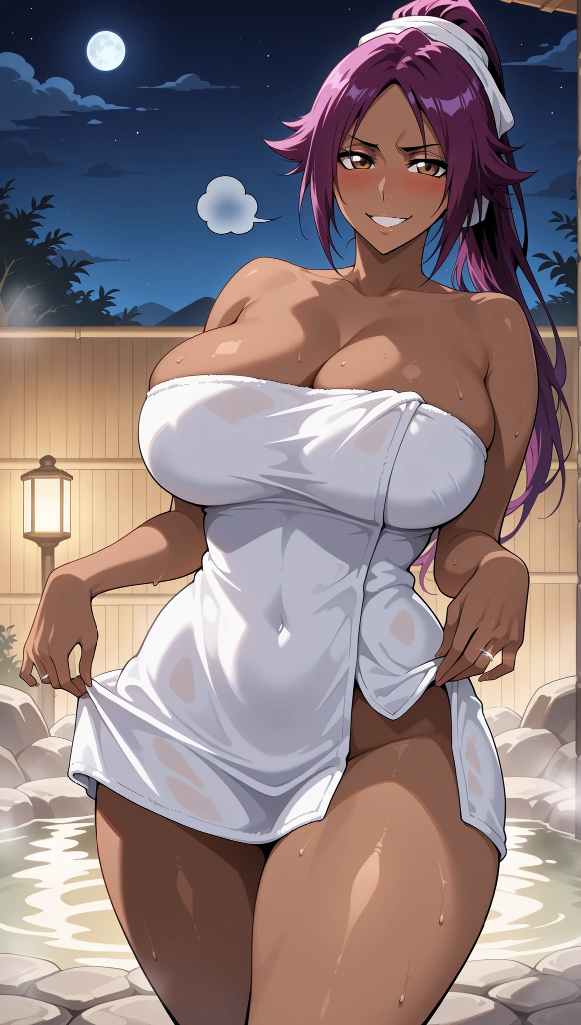 (Masterpiece:1.5), (Extremely detailed:1.5), (Best quality:1.5), (Sagiri Yuuko:1.5), triage_x, cheveux bruns, cheveux longs, (yeux bruns:1.7), (finely detailed eyes:1.8), ((Extremely detailed eyes:1.8)), (nu:1.5), (clivage), (huge breasts:1.6), Regarder le spectateur, (Sources chaudes:1.6), (baignade:1.5), corps entier, (Ultra-defined face:1.5), (Extremely detailed face:1.7), Sinueuse, grandes hanches, beau corps, beau visage, proportion de seins, taille mince, (1fille:1.7), content, (NSFW (en anglais seulement)), (assis), (Nipples), (nu towel:1.5), (serviette blanche), nu, Nuit, Nuit light