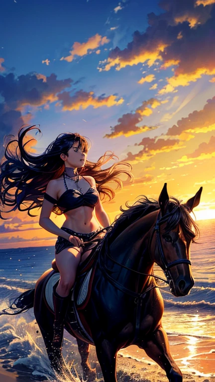 Beautiful women in bikinis,One word horse,Yoga by the sea,Side Body,ultra-clear,closeup cleavage --auto