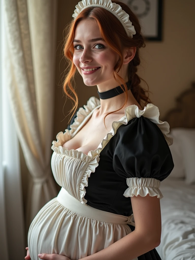 redhead with generous shape and green eyes Algerian ta style