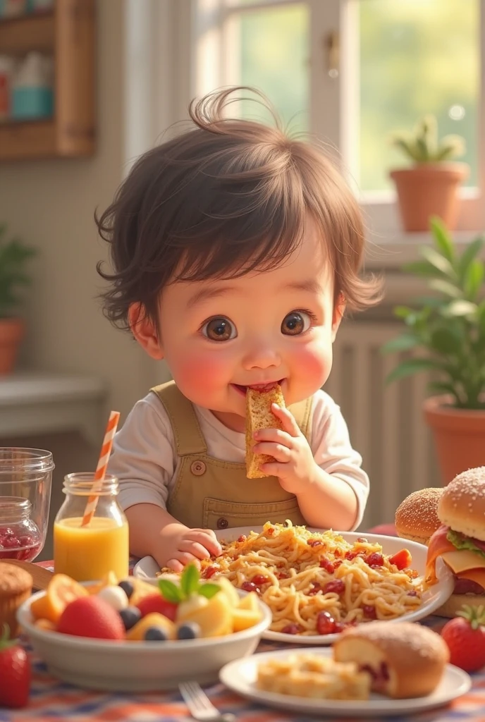 create a banner where a child is enjoying eating pizza and you can see the cheese on the pizza and the child is on his side bringing the pizza to his mouth.
as for advertising