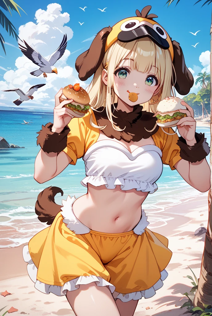 Seagulls and French fries, Seagull and Fries, UHD, retina, masterpiece, ccurate, anatomically correct, textured skin, super detail, high details, high quality, best quality, highres, 4K