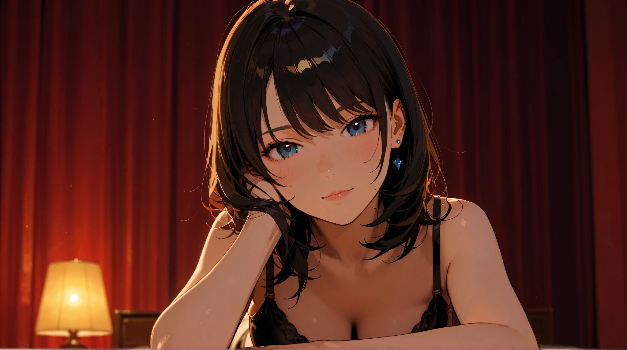 Very beautiful young woman in her twenties,((1 person)),Very beautiful face,Very beautiful eyes,Very beautiful feet,Very beautiful arms,Very beautiful body,Embarrassed face,8k wallpaper,Very detailed,((High chroma)),((highest quality)) ,((Ultra-high resolution)),Browsing Caution,masterpiece,Clear margins,(Big Tits),eye contact,Cute eyes,Cleavage,((Draw the whole body)),Medium Hair,shoulder-length hair,Putting hair on one ear,light black hair,No bangs,slightly drooping eyebrows,(Thin eyebrows),Dark Eyes,nsfw,(Lewd costumes),Time to pour on face, head and chest