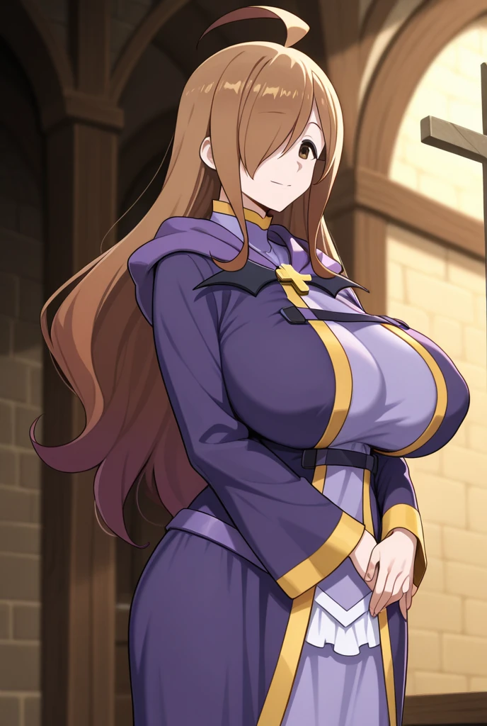 20yr old,1girl in,(Fairy skin:1.1),large full breasts.setup ,see through bikini,(naked waist apron:1.2),(red blush,embarrassed), (full of sweat:1.2), grabbing breasts herself,Brown hair,Bangs,Green eyes,Beautiful Finger,Beautiful long legs,Beautiful body,Beautiful character design, Perfect eyes, Perfect face,Expressive eyes,Perfect balance,Highly detailed CG Unity 8K wallpaper, Perfect Lighting, masutepiece,Best Quality, 超A high resolution,4K,Ultra-detailed, Photography, 8K, nffsw, hight resolution, absurderes:1.2, Kodak Portra 400, Film grain, Lens Flare,professional photograpy,(church:1.2),Dynamic Pose,from below