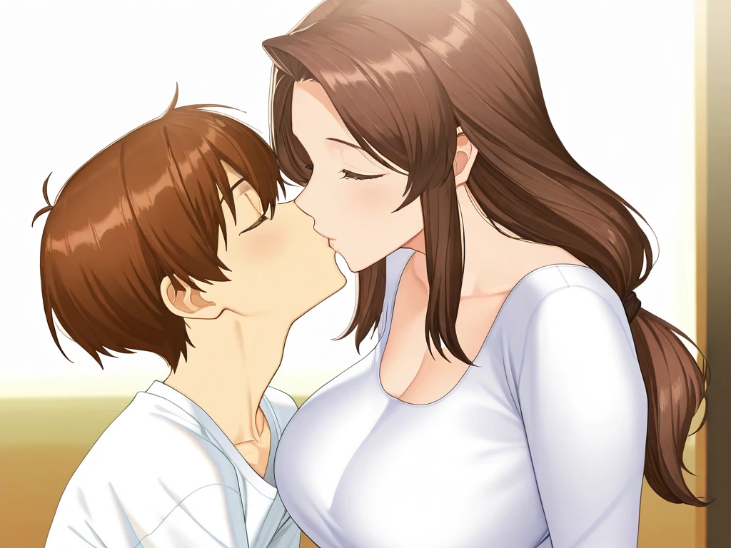 8k. Mom and son, naked room, Embraced, adult mother and child son kissing , nsfw