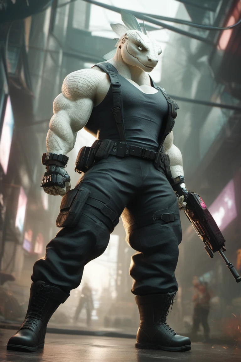 <lora:vxmeowsclesghost-10:1> vxmeowsclesghost, muscular, suspenders