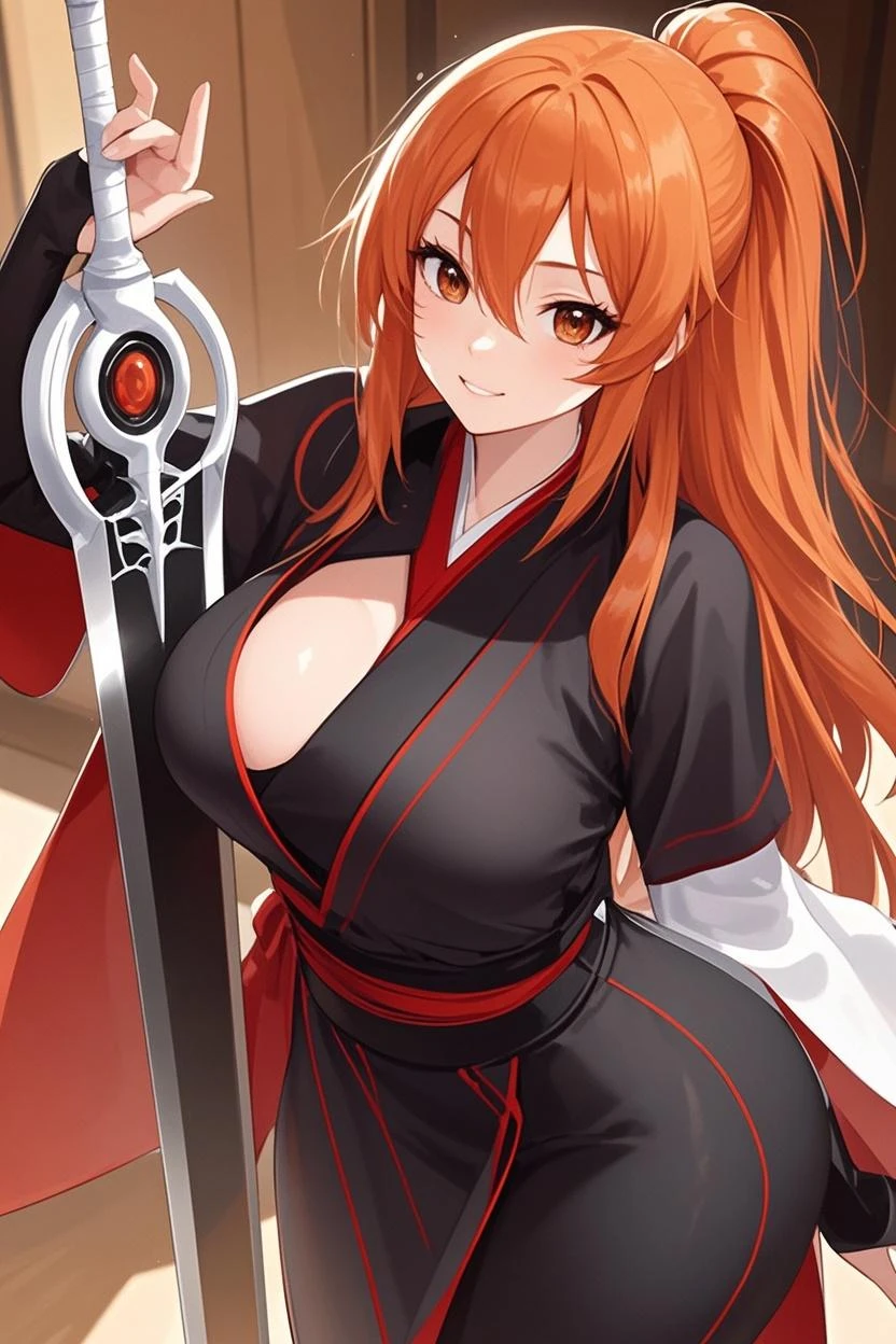 Closeup of a person holding a sword in a room, chica sexy en el arte de Demon Slayer, sexy japanese demon girl, asesino de demonios rui fanart, Hinata Hyuga, Orihime,, in the style of sifu 🔥 😎 🕹️ 👀 :2, keqing del impacto genshin, epic anime style, pin en anime