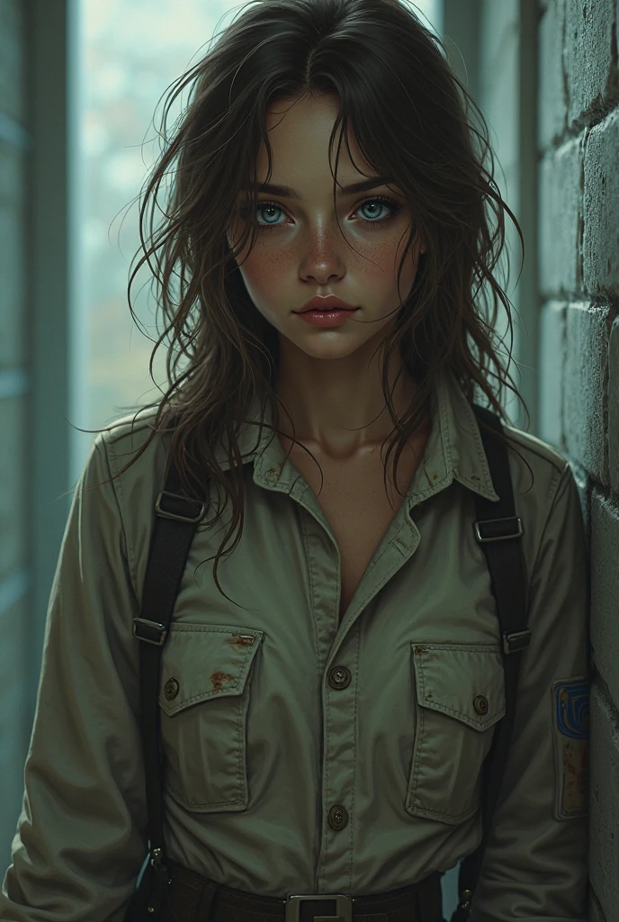 In glassware，A green-eyed girl was lying on the glass, curiously looking at the apocalyptic search and rescue personnel who broke in，Her long brown hair was floating in the nutrient solution，Almost all over the body，She is so pure，Incompatible with the dilapidated laboratory after the war