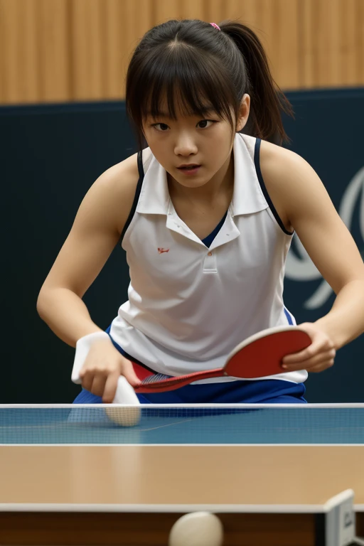 Table tennis players are battling it out on the Olympic stage。