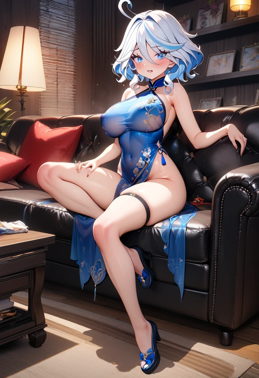 (surreal), (illustration), (high resolution), (8K), (very detailed), (best illustration), (smart long  blond hair), (beautiful and detailed blue eyes), (best quality), (super detailed), (masterpiece), (wallpaper), (detailed face), solo, (dynamic pose), 1 female, (russian woman), open legs, , transparent slime,( Luxury room in ancient european castle), blue slime, open legs, lower body closeup, glowing skin, slim, Model, Finger insertionrm elastic large breasts, Round plutic buttocks, sheer, moaning,nt, looking at the audience, (Completely naked), show off, blue slime on hnd skin, Shocked  russian woman covered in blue slime, blue slime dripping, blue slime, blue slime, blue slime everywhere, character is covered in liquid, slime, dripping goo, oozing wet and slimy, beautiful blue liquid, expressing humiliation