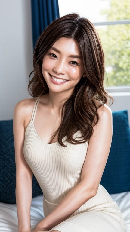 (best quality), (very aesthetic), (ultra-detailed), (best illustration),a mature female,Perfect Face,MKMami,(full_body),white underwear,skinny,MILF,on the bed,big tit,huge nipple,black hair,NSFW,Smiling with a smile,Staring at me