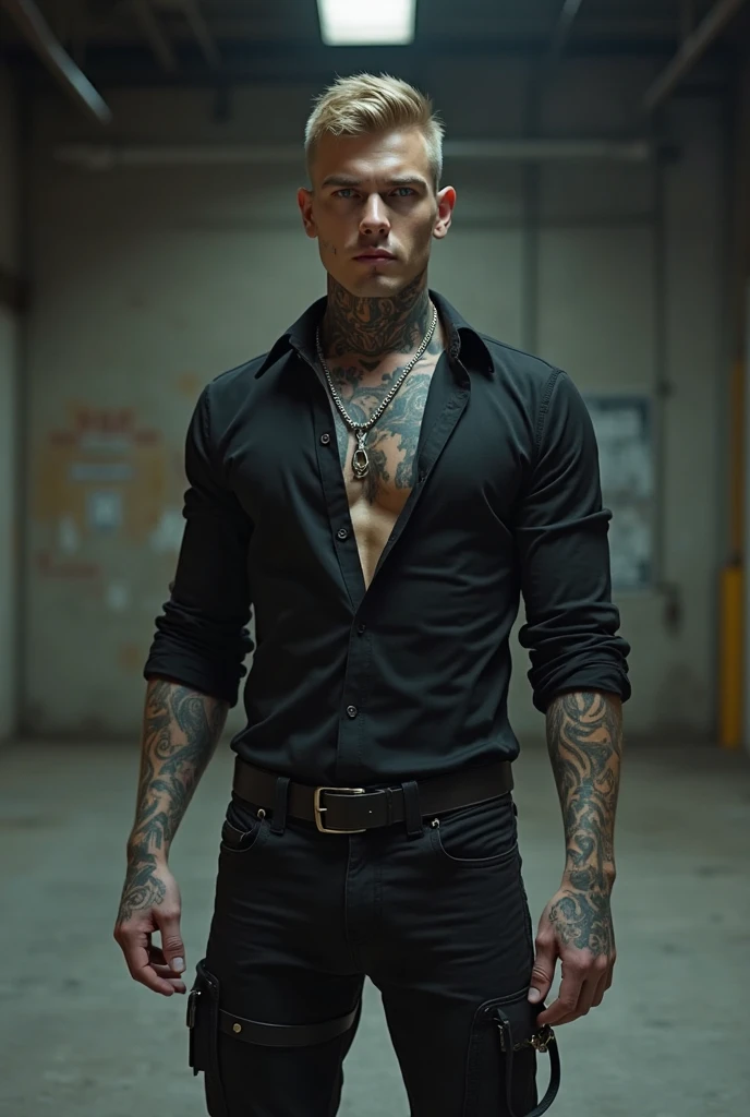 (best quality,highres),Justin Bieber wearing clotes,beard:1.1,ultra-detailed,arm tattoos,vivid colors,dim lighting
