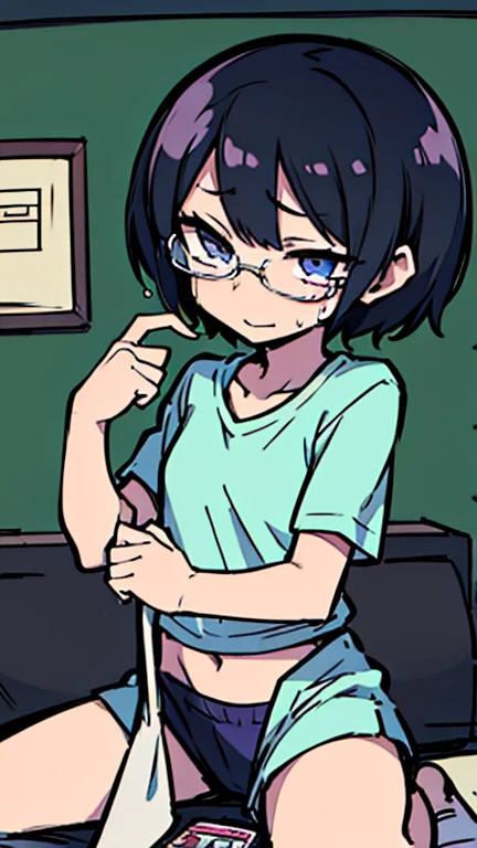 (((masterpiece))), (((best quality))), ((ultra-detailed)), (high resolution), ((an extremely delicate and beautiful)), (super fine illustration), BREAK (((1girl))), ((tiny girl)), ((((())))), (((female child))), ((((5 yed)))), (((flabby))), ((((flat chest)))), ((Plump)), (((Big lower body))), ((Thick thighs)), ((erect nipples)), (((Huge areola))), (((large nipples))), ((((long nipples)))), (((erect nipples))), (((oily skin))), BREAK ((((droopy eyes)))), (emerald blue eyes), [[open mouth]], (((bad mood))), (((clear face))), (((((half closed eyes))))), BREAK ((bob cut)), (tired hair), ((messy hair)), ((Black hair color)), (((black Glasses))), BREAK ((white bodystocking)), ((cropped jacket)), ((micro shorts)), open crotch, sneakers, BREAK (waving at viewer), ((Sweat)), (steam), ((humid)), BREAK ((2man)), ((tall man)), ((fat man)), ((huge penis)), (veiny penis), BREAK ((in the hotel room)), BREAK (((dynamic angle))),
