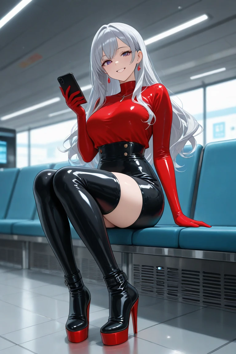 anime girl, high heel boots, leg posing, best quality, leggings, foot close up view only, normal feet
