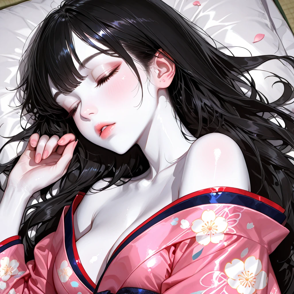 masterpiece, Highest quality, Highest quality, masterpiece, High resolution, concentrated,Japan,Japanese,Japan,Japanese style,Waka,Chihayafuru,Sleep,Sleep学習,Twelve-layered kimono,No text,sleep