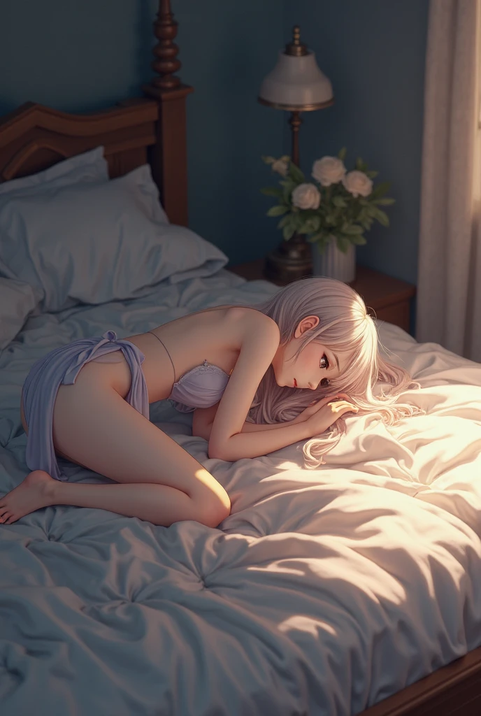 beautiful young girl sleeping on bed