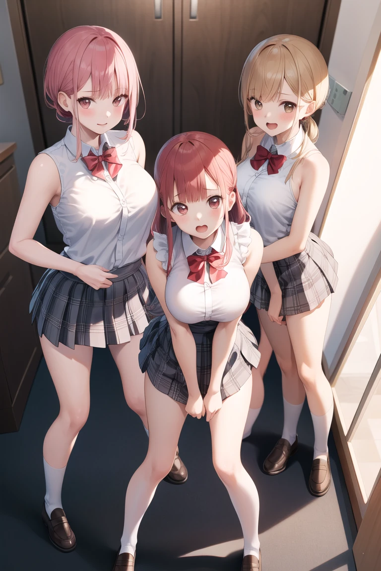 Squatting,from the front, {{{Showing panties:2.0}}},Pay attention to the panties,School Shirt,, Wide-angle
,(Masseter muscle area, Highest quality),Absurd, (Three Girls),Squat,eight-headed body, School locker room, mini skirt,, 赤いPleated skirt,赤いPleated skirt,{{White loose socks}},Browsing Caution,((Tabletop,High resolution)), Best lighting, Best Shadow,Low angle, (Tabletop:1.2), Highest quality, High resolution, unity 8k wallpaper, (figure:0.8), (Beautiful fine details:1.6), 非常にDetailed face, Perfect lighting, Highly detailed CG, (Perfect hands, Perfect Anatomy) 、(Two Girls), (Highest quality), (Super detailed), (Detailed light), (Very delicate and beautiful), Brown Hair, Brown eyes, model, (Beautiful big boobs:1.3), Bare shoulders, (Bare Chest:1.2), (High School Uniform, Pleated skirt:1.3), (High with wide open breasts:1.4), Highest quality, Highly detailed CG synthesis 8k wallpaper, High resolutionRAWカラー写真, Professional photography, (((Bokeh))), Depth of written boundary, Beach, Ocean, Twilight, sunset, White panties、Brown Loafers、smile、Bright classroom、(((alone))),(((1 girl))), Slim and beautiful thighs, Highly detailed skin, masterpiece, Highest quality, 非常にDetailed face, Vibrant colors, Depth of written boundary, Cinema Lighting,, One girl, alone, Brown eyes, Brown Hair, hair ornaments,short hair,Red Check Skirt,blush, White shirt, masterpiece Highest quality High resolution、Sit with your knees bent、Beautiful feet 、On campus、As if looking up from below、Embarrassing,Browsing Caution,White panties,Camel Toe、((Tabletop, Highest quality, High resolution, Pixel perfect, 4K, ))), 1 Girl, single, alone, Beautiful woman、I could see the whole body、 ((Short Wavy Hair, bangs, Brown Hair)), ((Brown eyes, Beautiful eyelashes, Realistic eyes)), ((Detailed face, blush:1.2)), ((Smooth texture:0.75, Realistic texture:0.65, Realistic:1.1, Anime CG Style)), Medium chest, Dynamic Angle, Perfect body, ((school uniform, White shirt, Red Skirt, Unbuttoned shirt、Red Check Skirt、White socks)), An empty classroom、Sit at a desk、I took my feet off the desk.、smile、(Lift up your skirt with your right hand、Spread your legs、Knees wide open、white lace panties)、、(Cute Bra)、Angle from below