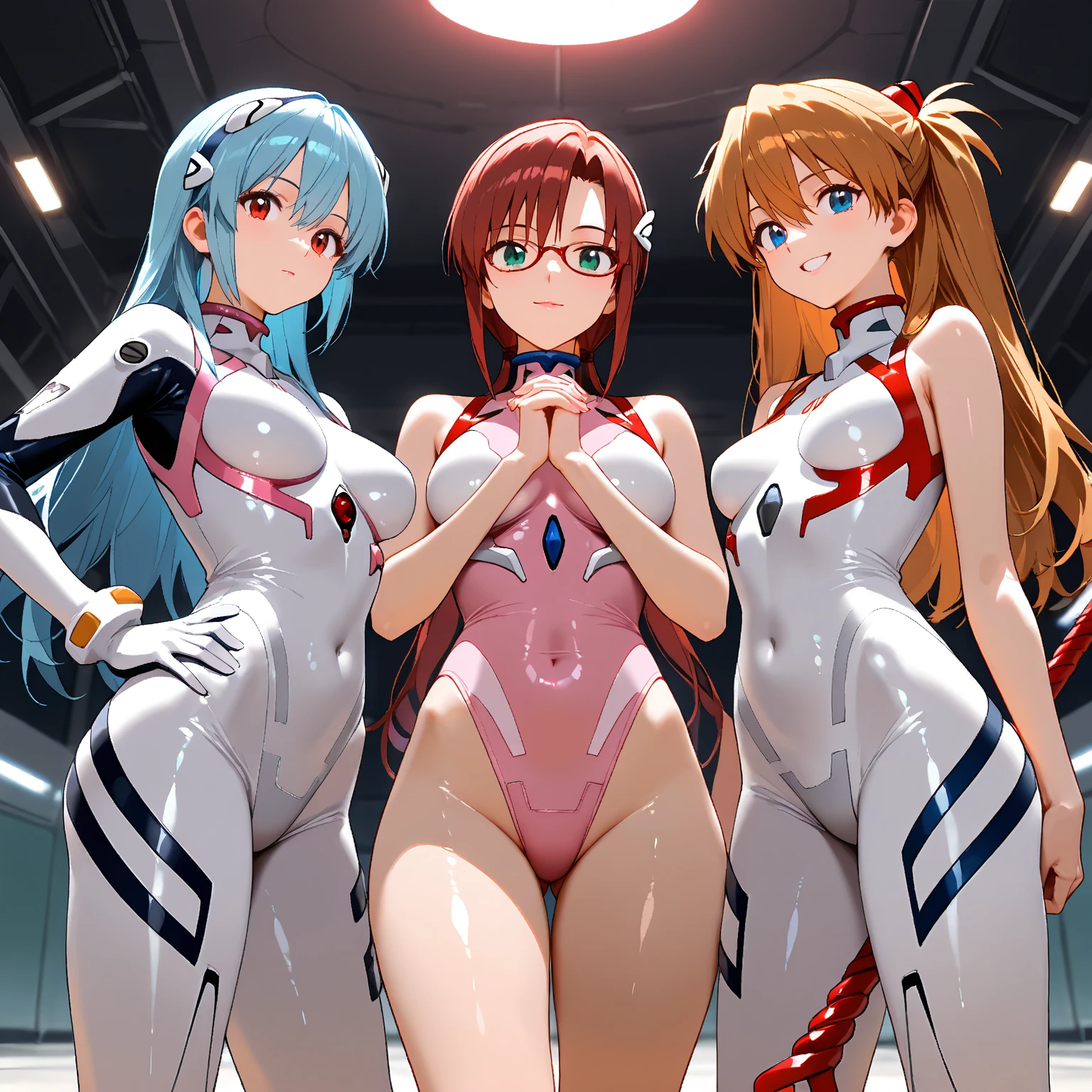 score_9, score_8_up, score_7_up, score_6_up, score_5_up, score_4_up, (source_anime), 2girls, evangellion, asuka langley, rei ayanami, yuri, Inside a White technological place, Squeezing ass, Hand on the butt, anus, forced, rape, finger on anus, far