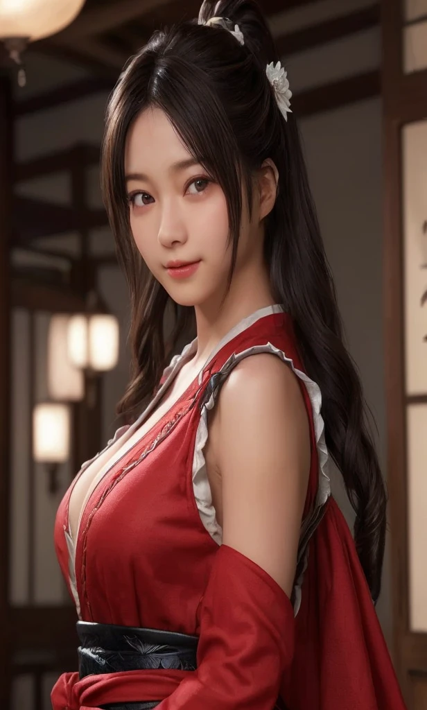 (RAW photo: 1.2), (photorealism: 1.4), top quality, beautiful detailed girl, huge file size, high resolution, 8k wallpaper, fine detail, highly detailed ticker uniform 8k wallpaper, hyper realistic, super detail, masterpiece, 20 year old girl, very detailed eyes and face, beautiful detailed eyes, light on face, movie lighting, fascinating pose, varied pose, brown twin tail hair, beautiful gigantic breast, ((red chinese dress)), no bra, white transparent underwear, ((praying at chinese temple)), shot from below, he best smile, You can see the double teeth