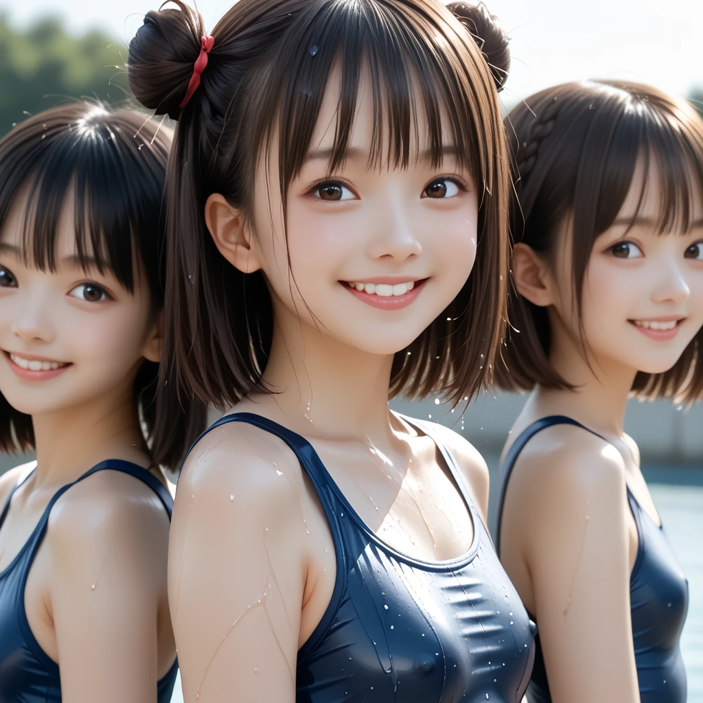 (tmasterpiece,Best quality at best,absurd res),A cute chubby little girl,Double bun and bangs,Asian Games synchronized swimming
