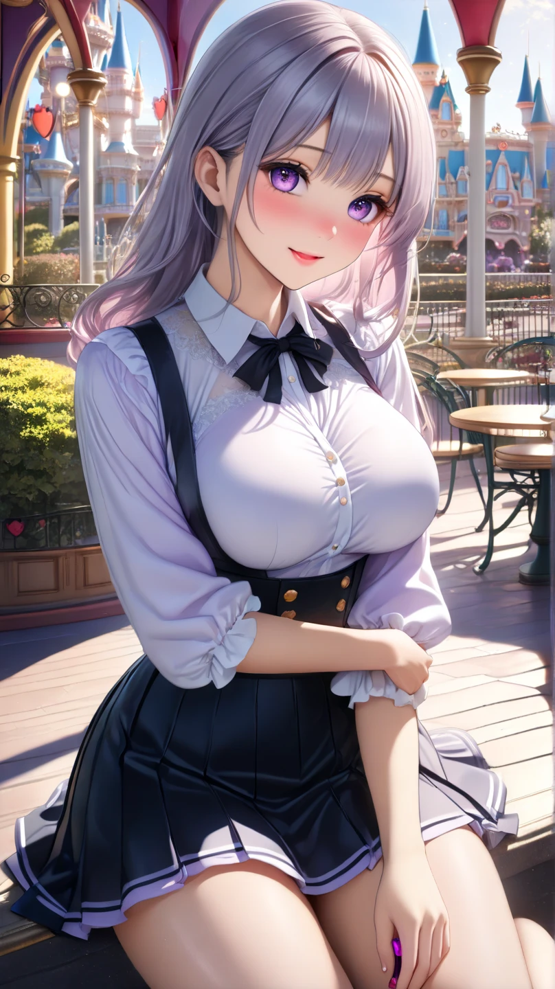 Anime girl with glasses sitting at a table with a cup of coffee, seductora chica de anime, Marin Kitagawa Fanart, Lindo anime waifu en un bonito vestido, Obras de arte al estilo de Guweiz, Anime CG soft art, [ Arte digital 4K ]!!, Guweiz, guweiz en pixiv artstation, Arte detallado del anime digital, cabello azul, ojos rosados
