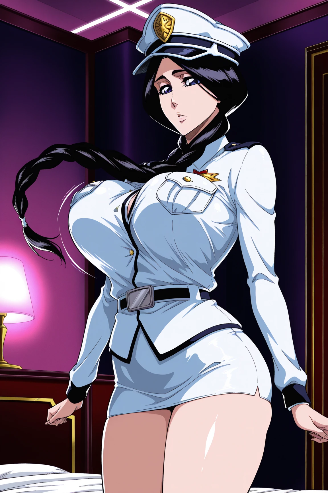 Elizabeth comstock, white blouse, black skirt, big breasts, serious look, epic pose, heroic, red lipstick, (8k, RAW photo, best quality, masterpiece:1.2),ultra-detailed, (high detailed skin:1.2), 8k uhd, dslr, soft lighting, high quality, upskirt, (white panties: 2), (visible panties: 2), (lifting her skirt: 2), (big boobs: 2.5), (from below: 3)