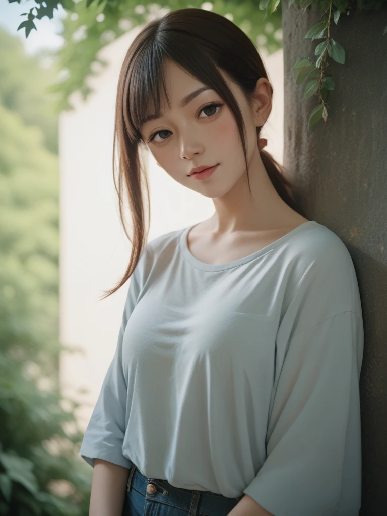 doress、(Photorealsitic:1.4)、(hyper realisitic:1.4)、(realisitic:1.3)、(Smooth lighting:1.05)、(Improved lighting quality in movies:0.9)、32K、1girl in、20 years girl、Realistic lighting、Back lighting、Facial light、raytrace、(brightened light:1.2)、(enhanced quality:1.4)、(Top quality real texture skins:1.4)、finely eye、finerly detailed face、Fine quality eye、(Tired, sleepy and satisfied:0.0)、 close up of face、tshirts、(enhance body line mood:1.1)、(Increase the beauty of skin texture:1.1)、((Suzuni Hirose))、