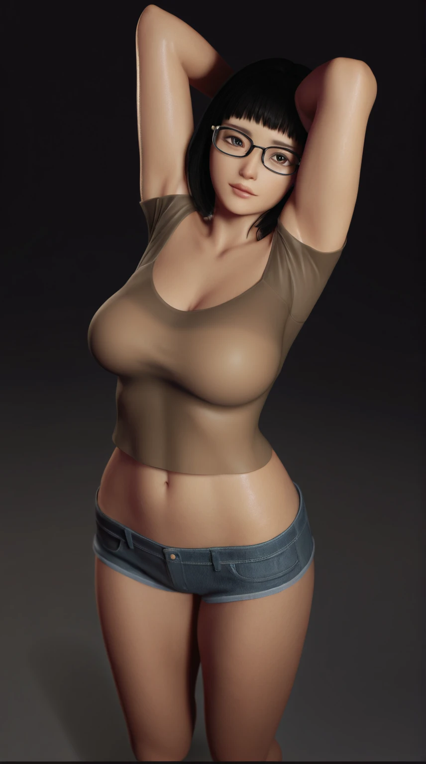 (masterpiece quality1.1), (insanely sophisticated detailed1.2), (realistic detailed beautiful face1.3), (1girl), beautiful face, RAW photo, best quality, high resolution, (masterpiece), Lara Croft, POV, messy brunette hair tied back, skintight gray tank top, skintight beige cargo pants, standing in temple corridor, ((massive belly)), ((incredibly overstuffed belly)), (photorealistic:1.4), dynamic volumetric lighting, professional photography, sharp focus, HDR, 8K resolution, beautiful angular face, high rating, intricate detail, sophisticated detail, depth of field, detailed soft eyes, big eyes, chubby, soft fat, smooth skin, tight clothes, undersized clothes, (correct ???????1.6), ((hyper swollen belly1.5))