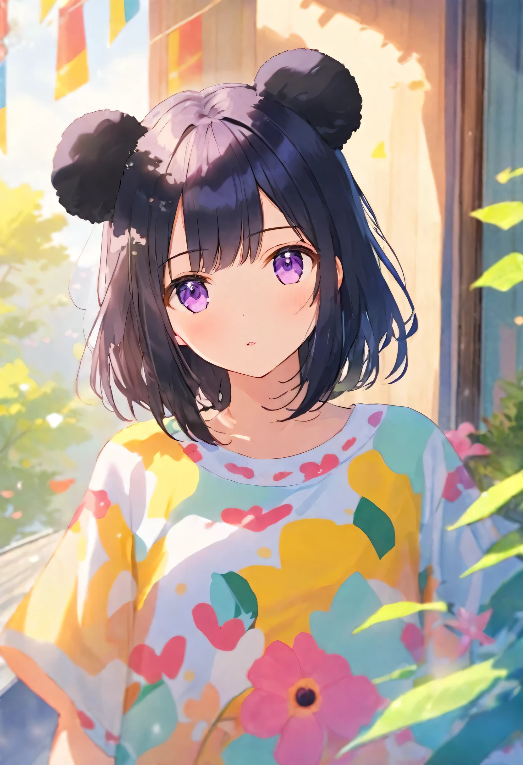 {Low quality, Low quality}, (( girl with black bear ears :1.3)), ( purple eye)), short black hair,白いTシャツを爽やかに着こなしている, 彼女は車のハンドルを握って運転している, ((完璧な手)), ドライブを楽しんでいる車内の風景, 傑作, 最高品質, 超詳細, 超詳細, 16k,