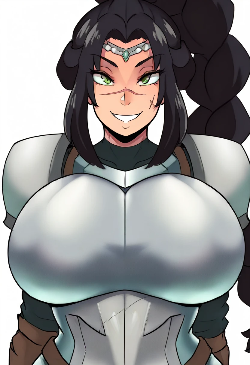 ((Best quality)), ((Masterpiece)), (detailed), perfect face perfect figure, Female Knight, Middle Ages, woman in knight's armor, black hair with blue eyes, One woman, In the forest, forest background, lots of bumpers, aged woman, kneeling milf gloves good hands huge bikini dark skin